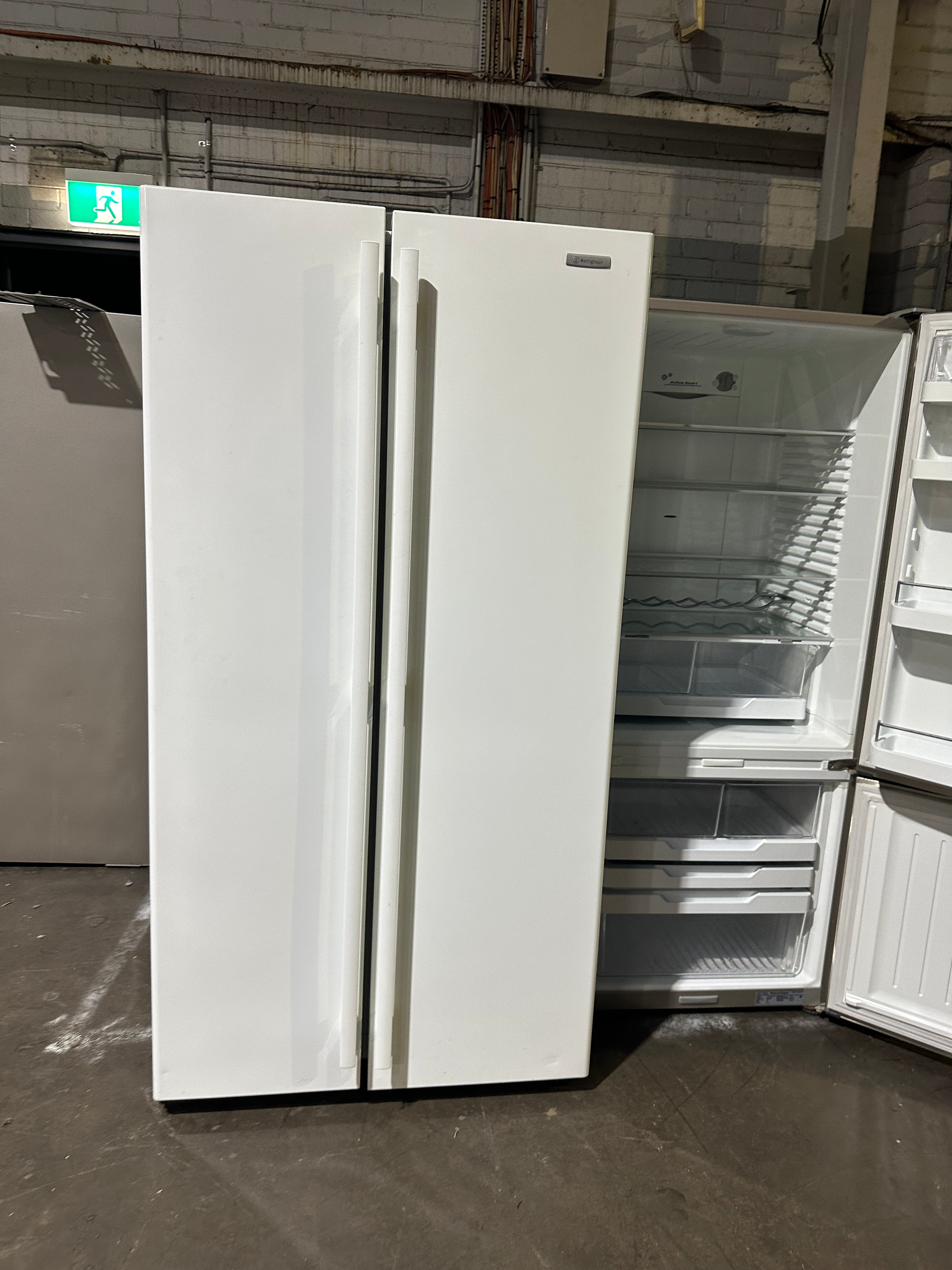 606 L Westinghouse WSE6100WF Side / Side White Refrigerator - Sydney Appliances Outlet